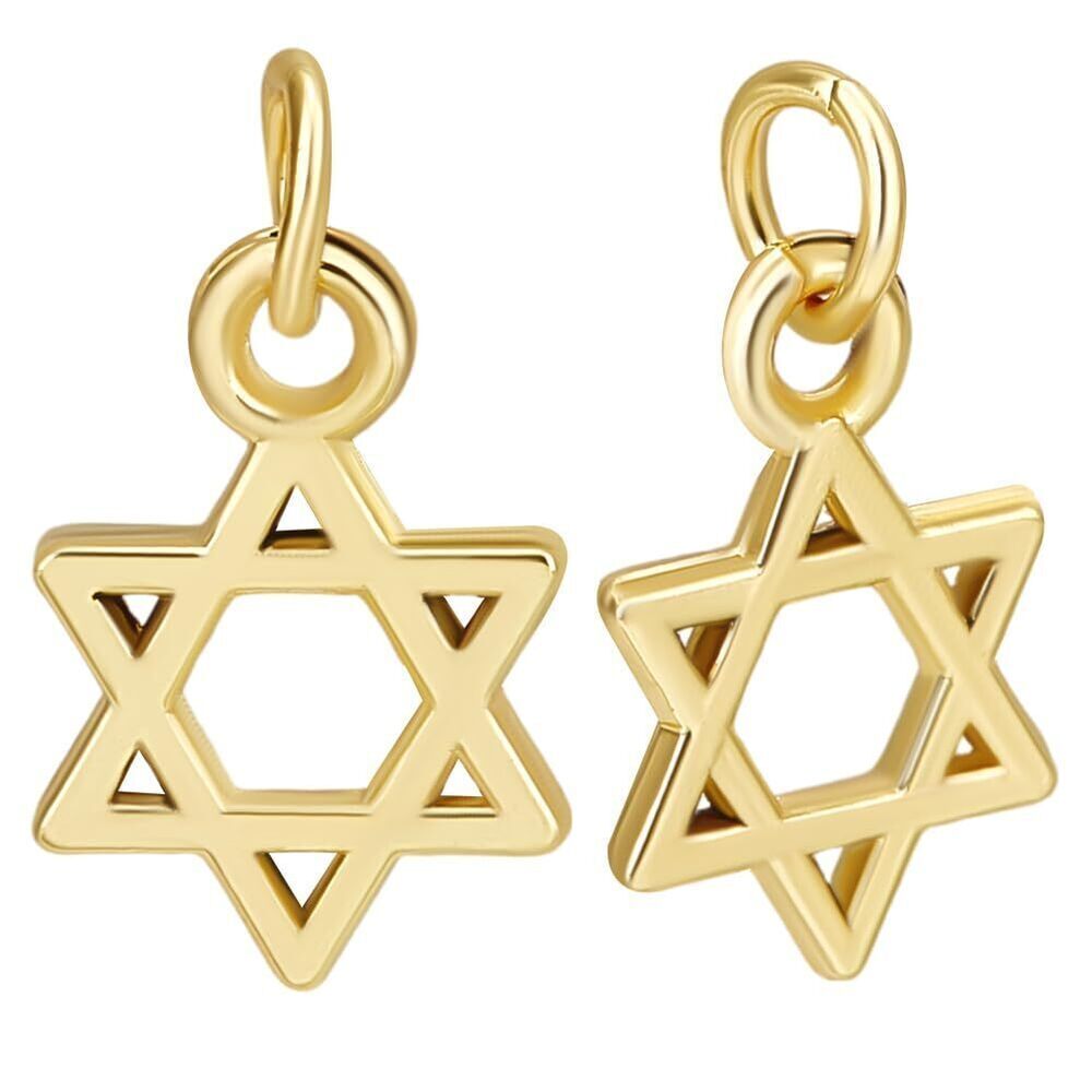 8621 1 Box 50Pcs Small Star of David Charms 18K Gold Plated Jewish Star